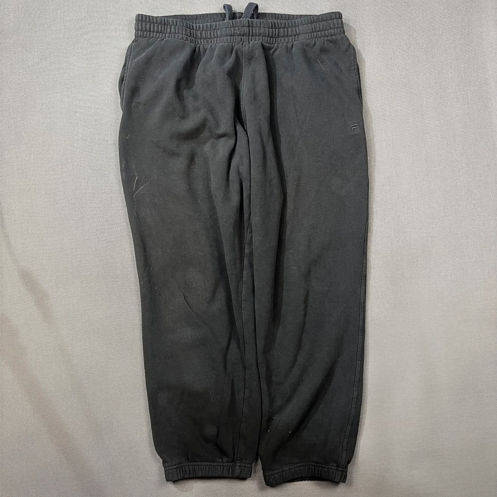 Fila Mens Black Sweatpants Joggers XL Drawstring Elastic Waist